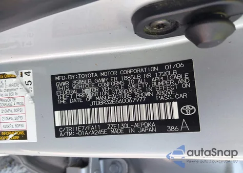 2006 Toyota Corolla Ce z USA, uszkodzony, nr VIN JTDBR32E660067977